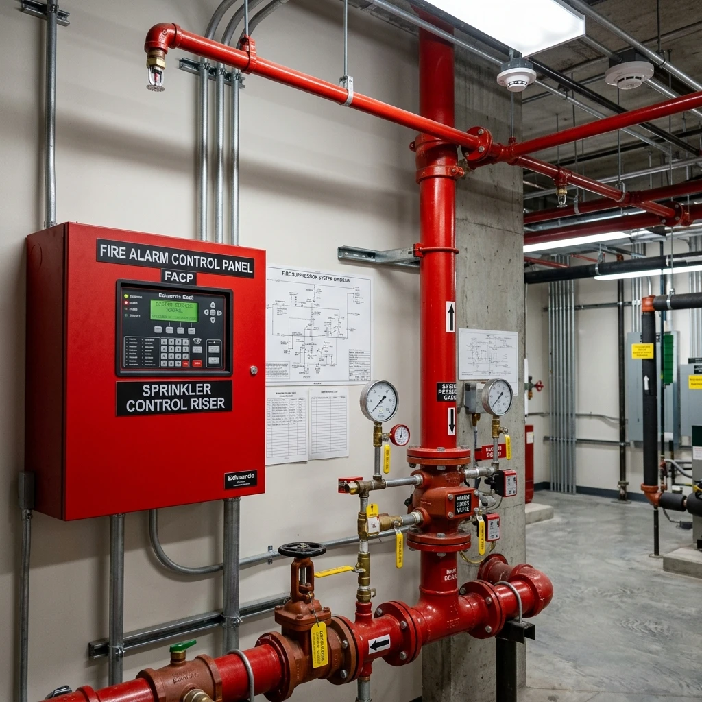 Representative visual of commercial fire detection and safety control panel